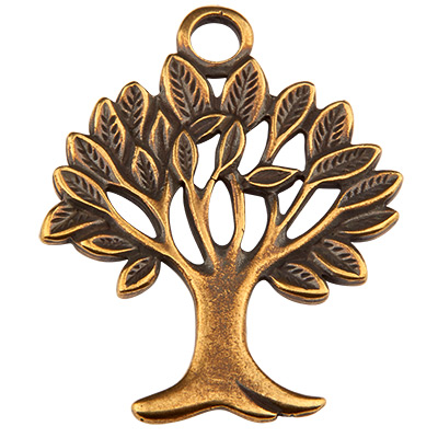 Metallanhänger Baum, 28,5 x 23 mm, bronzefraben 
