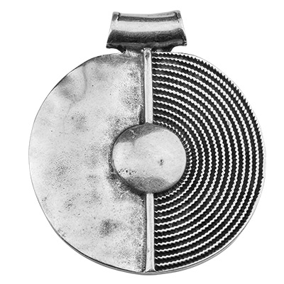 Pendentif XXL en métal, disque, 76 x 66,5 mm, argenté 