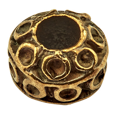 Perle métallique boule, 7,5 x 6 mm, couleur bronze 