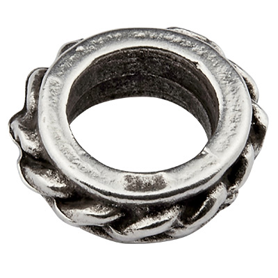 Metal bead spacer, 11 mm, silver-plated 