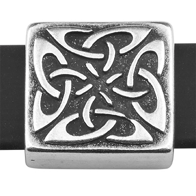 Slider square, silver-plated, 13.5 x 13.5 mm 