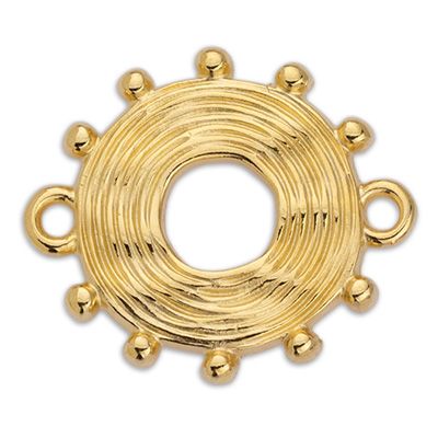 Bracelet connector round ethno, 20 x 17 mm, gold-plated 