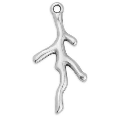 Metal pendant coral, 12.5 x 29 mm, silver-plated 
