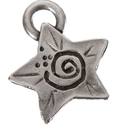 Metal pendant star, approx. 17 mm, silver-plated 
