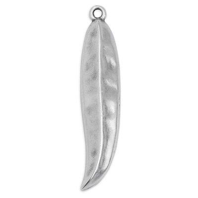 Metal pendant chilli shape, 8 x 37 mm,silver plated 