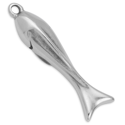 Metal pendant fish, 7.0 x 33 mm, silver-plated 