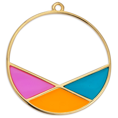 Metal pendant ring 37.0 x 40.0 mm, Vitraux, gold-plated 