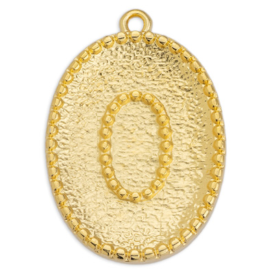 Metal pendant oval with dots, 20 x 28.5 mm, gold-plated 