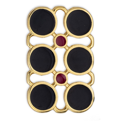 Metal pendant circles, enamelled, 16 x 25.5 mm, gold-plated 