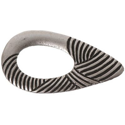 Metal element oval, approx. 44 mm, silver-plated 