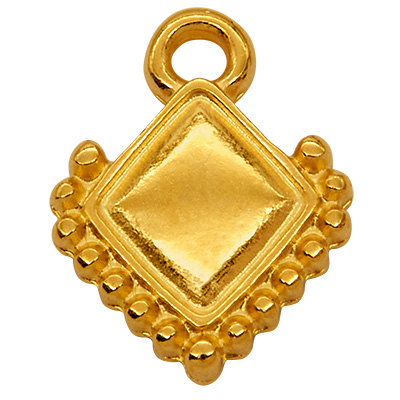 Metal pendant mini charm rhombus, 9.5 x 12.0 mm, gold-plated 