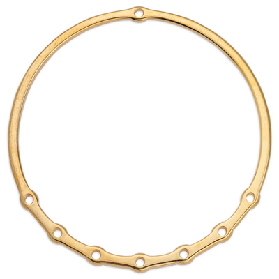 Metallanhänger Kreis mit 7 Fädellöchern, 60,0 x 62,0 mm, vergoldet 