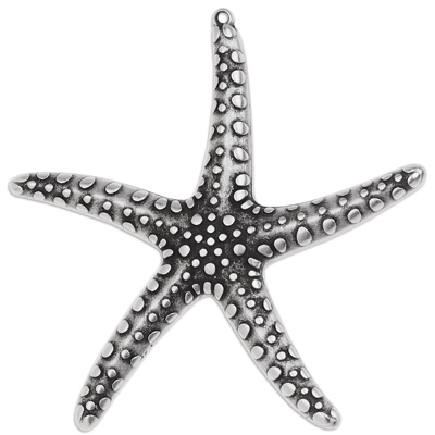 Pendentif métal étoile de mer, 61,5 x 61,5 mm, argenté 