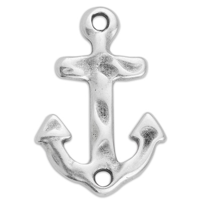 Bracelet connector anchor, 28.5 x 19.5 mm, silver-plated 