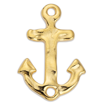 Bracelet connector anchor, 28.5 x 19.5 mm, gold-plated 