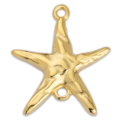 Connecteur de bracelet étoile de mer, 19 x 22 mm, doré 