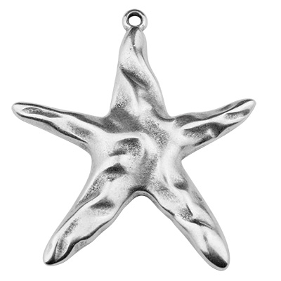 Pendentif métal étoile de mer, 41 x 35 mm, argenté 