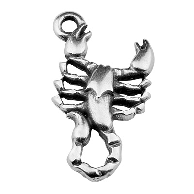 Metal pendant scorpion, 20.5 x 11 mm, silver-plated 