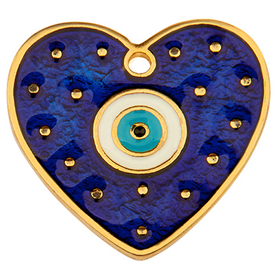 Metal pendant heart, 29.0 mm x 30.0 mm, gold-plated, enamelled 