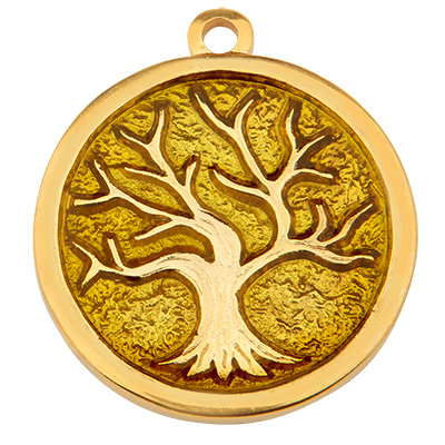 Metal pendant circle, 36.5 mm x 32.0 mm, gold-plated, enamelled 