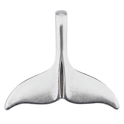 Metal pendant fin, 28.0 mm x 31.0 mm, silver-plated 