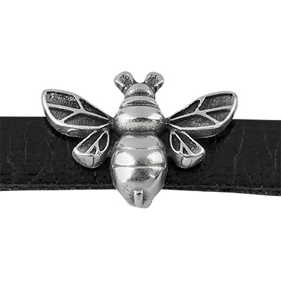 Slider bee, silver-plated, 9.0 mm x 12.0 mm 
