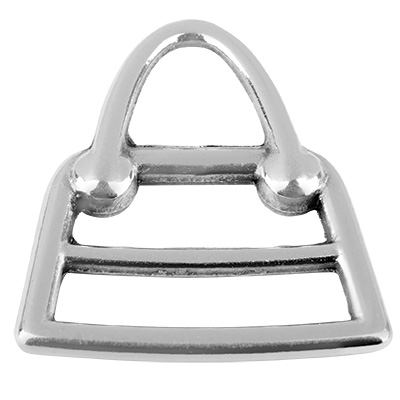 Metal pendant handbag, 17x18 mm, silver plated 