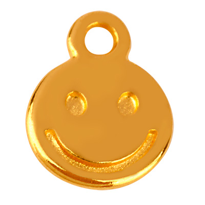 Metal pendant smiley, diameter 8 mm, gold-plated 
