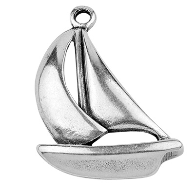 Metal pendant sailboat, silver-plated, 40 x 26 mm 