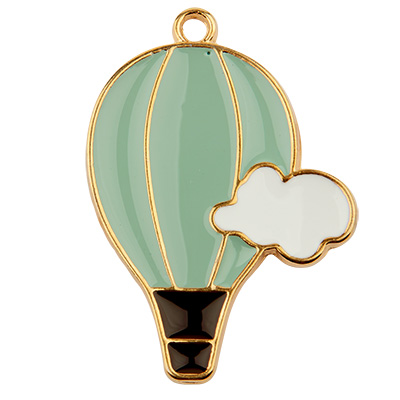 Metal pendant balloon, gold-plated, enamelled, 46.5 x 32.5 mm 