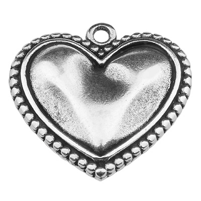 Metalen hanger hart, verzilverd, 20 x 20,5 mm 