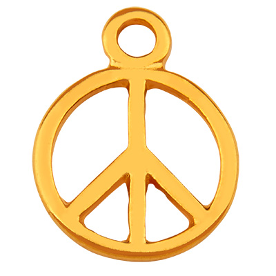 Metal pendant Peace, gold-plated, 15.5 x 12.0 mm 