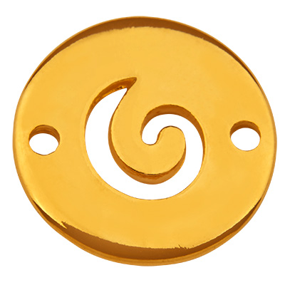 Connecteur de bracelet rond, motif coquillage, doré, 15,5 x 15,5 mm 