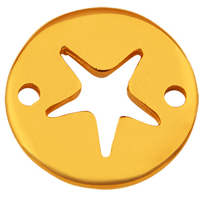 Connecteur de bracelet rond, motif étoile de mer, doré, 15,5 x 15,5 mm 