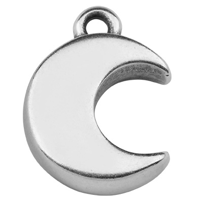 Metal pendant moon,silver plated, 15 x 11,0 mm 