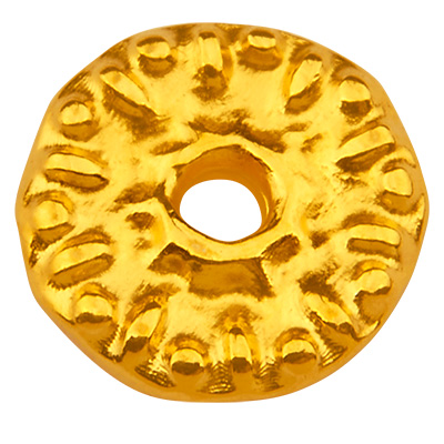 Metal bead roundel, gold-plated, 8.5 x 8.5 mm 