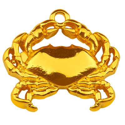Metallanhänger Krabbe, vergoldet, 18,5 x 20,0 mm 