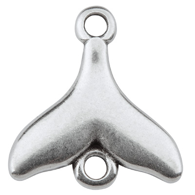 Bracelet connector fin, silver-plated, 15.5 x 14.5 mm 