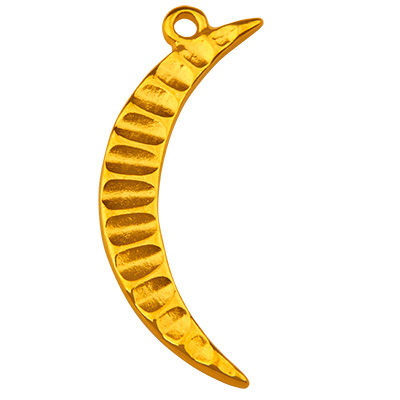 Metal pendant moon, gold-plated, 29.5 x 11.5 mm 
