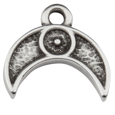 Metal pendant moon, silver-plated, 11.5 x 12.0 mm 