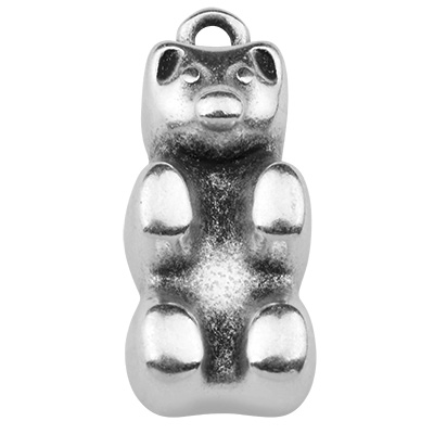 Metal pendant rubber bear, silver-plated, 20.5 x 9.0 mm 
