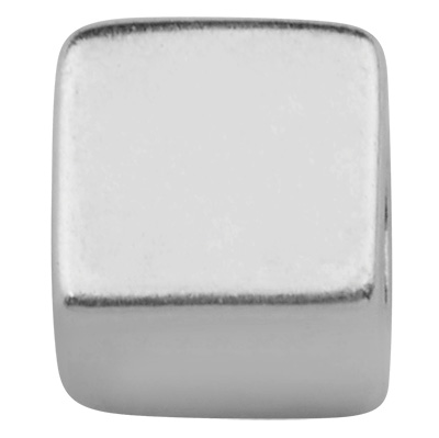 Perle en métal, cube, argentée, 5 x 5,0 mm 
