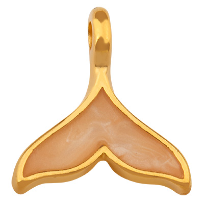 Metal pendant fin, gold-plated, enamelled, 14.5 x 13.0 mm 
