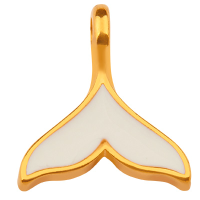 Metal pendant fin, gold-plated, enamelled, 14.5 x 13.0 mm 