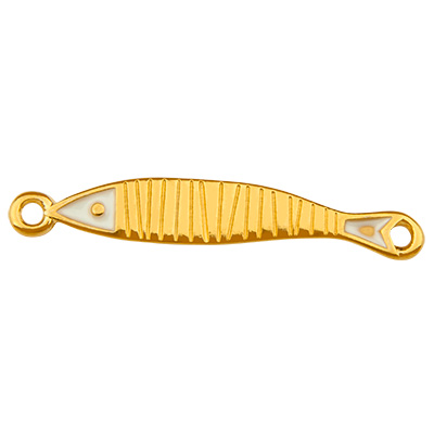 Armbandverbinder Fisch, vergoldet, emailliert, 30,5 x 5,0 mm 