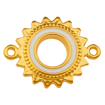 Connecteur de bracelet soleil, doré, émaillé, 23 x 18,0 mm 