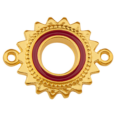Bracelet connector sun, gold-plated, enamelled, 23 x 18.0 mm 