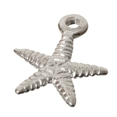 Metal pendant starfish, approx. 18 mm, silver-plated 