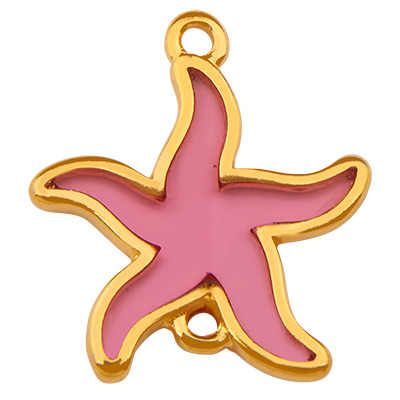 Connecteur de bracelet étoile de mer, doré, vitraux, 21 x 18,5 mm 