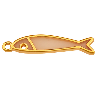 Metallanhänger Fisch, vergoldet, vitraux, 29,5 x 6,0 mm 